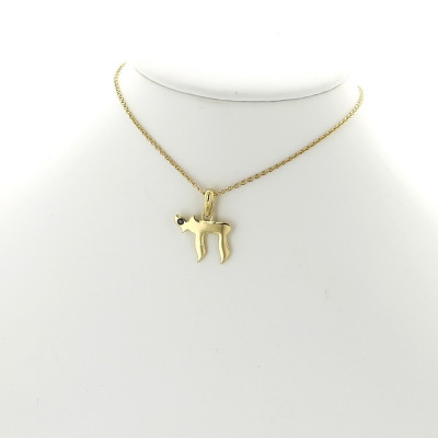 Collier pendentif HaÏ diamant noir 0,02 ct-or 18 carats 