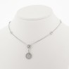 Collier pampille avec entourage serti diamant sur chaine avec diamant en serti clos