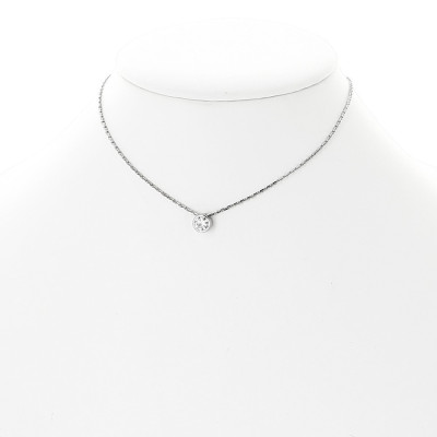 Pendentif diamant serti clos coulissant sur chaine en or 18 carats 