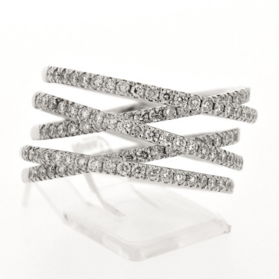 Bague or et diamants Lilou. 5 anneaux entrecroisés serti de diamants - or 18 carats.