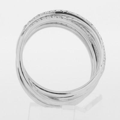 Bague or et diamants Lilou. 5 anneaux entrecroisés serti de diamants - or 18 carats.