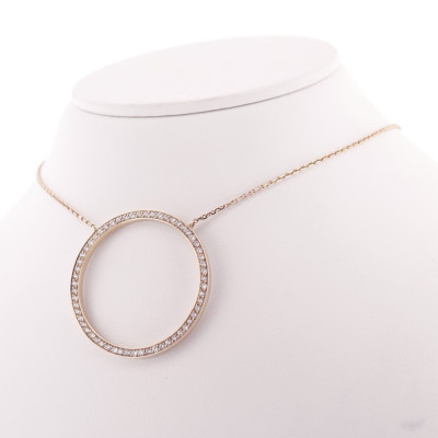 Collier pendentif moderne rond pavé de diamants en mini-griffes, or 18 carats