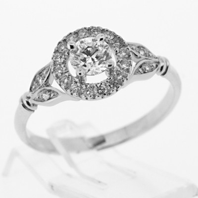 Bague or et diamants Elsa. Corps à motifs floraux- or 18 carats.