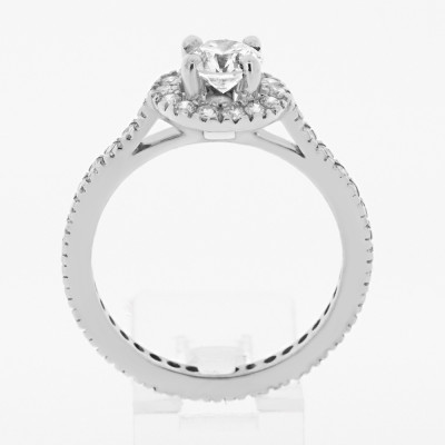 Solitaire or et diamants Alice. Avec tour complet de diamants et entourage - or 18 carats