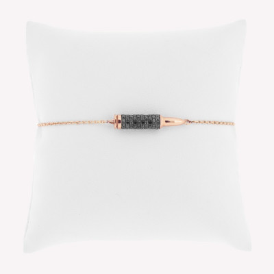 Bracelet homme balle AK-47 sertie de diamants noirs pour 0,90 ct, en or 18 carats 