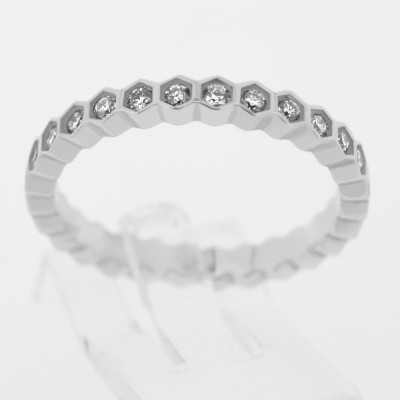 Alliance Femme or et diamants Cassandra, tour complet serti de diamants en clos motifs alvéolés, en or 18 carats