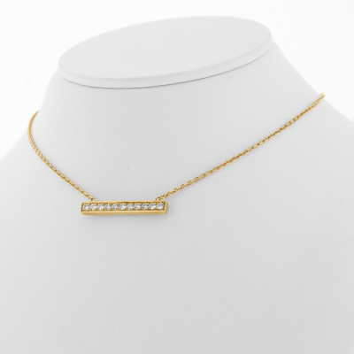 Collier pendentif barette serti de diamants en grains, or 18 carats