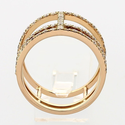 Bague or et diamants Géo. 3 rangs diamants - or 18 carats