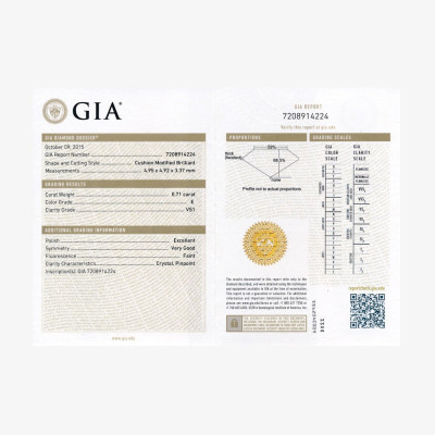 Diamant Coussin 0,70 ct E - SI1