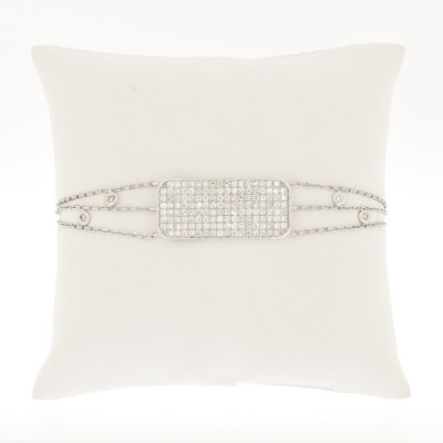 Bracelet pavé de diamants, triple chaine assortie de diamants sertis clos - Or 18 carats - 144 diamants