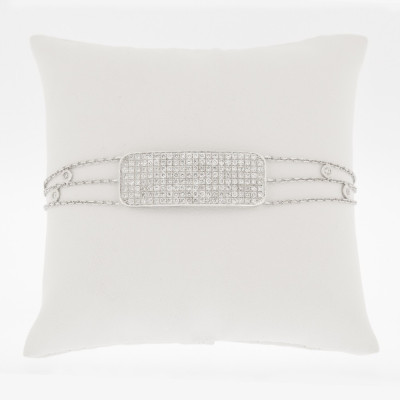 Bracelet pavé de diamants, triple chaine assortie de diamants sertis clos - Or 18 carats - 176 diamants