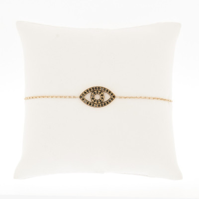 Bracelet motif œil pavé de diamants  noir sertis grains - Or 18 carats