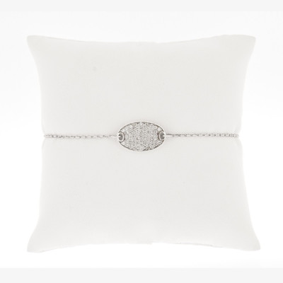 Bracelet motif oval pavé de diamants sertis grains - Or 18 carats