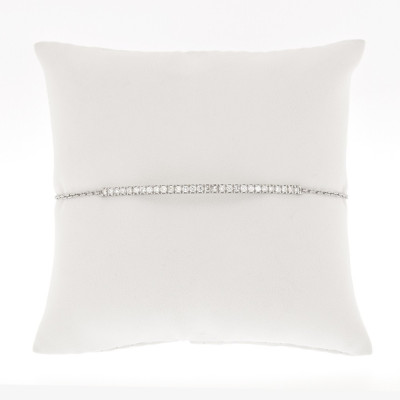 Bracelet barrette diamants galbé sertis mini-griffes - Or 18 carats