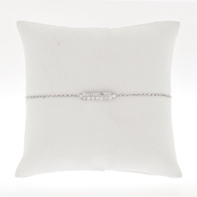 Bracelet barette 2 rangs diamants sertis grains - Or 18 carats