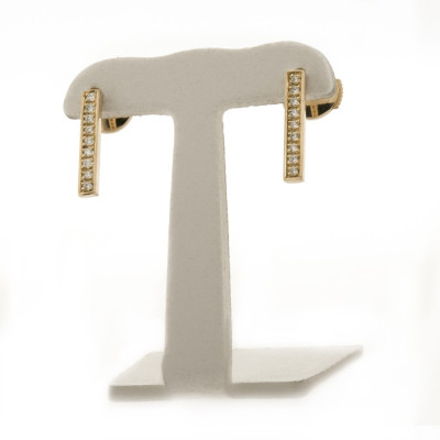 Boucles d'oreilles barrette 9 diamants  - Or 18 carats