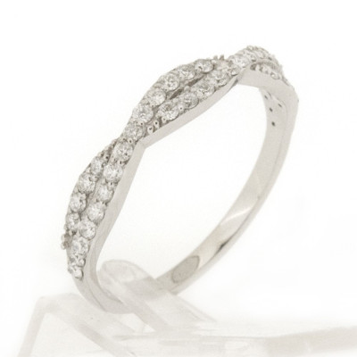 Alliance or et diamants Diana, demi tour torsadé - or 18 carats