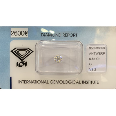Diamant Rond 0,51ct G - VS2