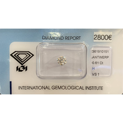 Diamant Rond 0,61ct H - VS1