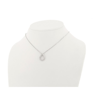 Collier en forme de poire pavé de diamants ronds - Or 18 carats