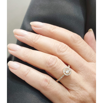 Solitaire diamants entourage rond