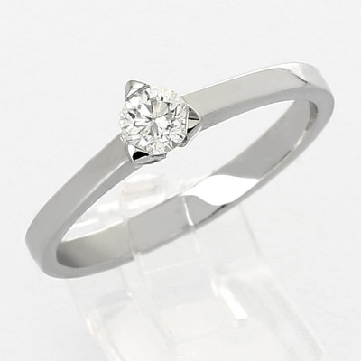 Solitaire or et diamant Denise , 1 diamant serti  sur un chaton 3 griffes - or 18 carats