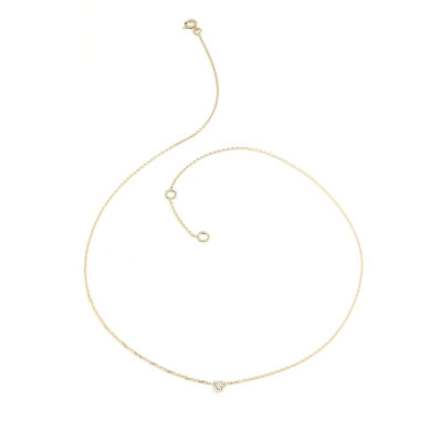 Collier Diamant solo 0,15 ct sur chaton 3 griffes - or 18 carats