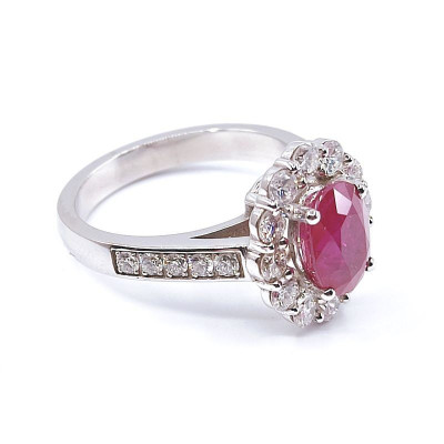 Bague rubis et diamant Elisabeth. Marguerite rubis et diamants - or 18 carats