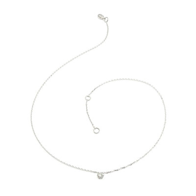 Collier avec un diamant solitaire de 0,50 ct. Chaine maille forçat diamantée - or 18 carats