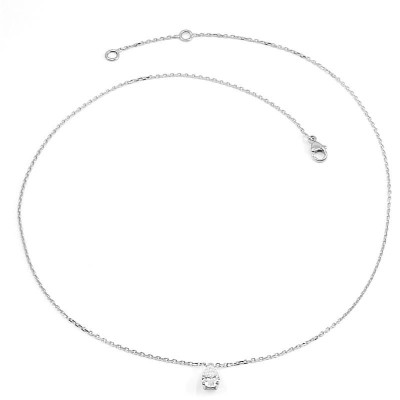 Collier or et diamant Poire de 0,53 ct. Chaine maille forçat diamantée - or 18 carats