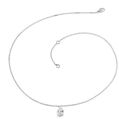 Collier avec pendentif diamant de forme poire 1,10 ct sur chaine maille forçat - or 18 carats