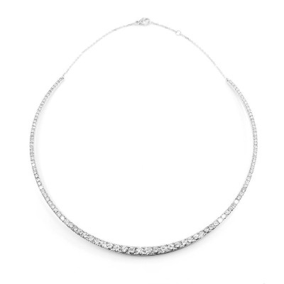 Collier rivière rigide avec 111 diamants. finition chaine avec mousqueton - or 18 carats