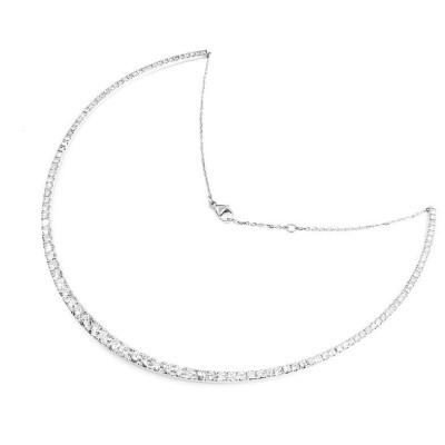 Collier rivière rigide avec 111 diamants. finition chaine avec mousqueton - or 18 carats