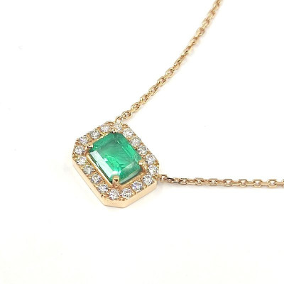 Collier émeraude et diamants "Rose" - Tellor Diamantaire