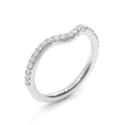 Alliance or et diamants Vague. Demi tour serti de 22 diamants - or 18 carats