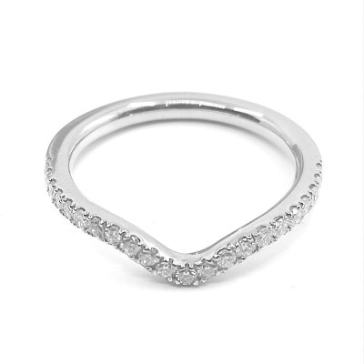 Alliance or et diamants Vague. Demi tour serti de 22 diamants - or 18 carats