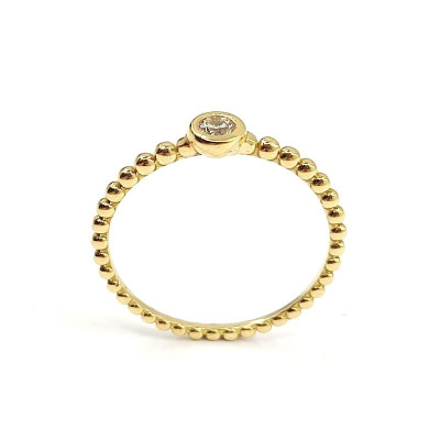 Solitaire avec un diamant serti clos sur corps boulé - or 18 carats