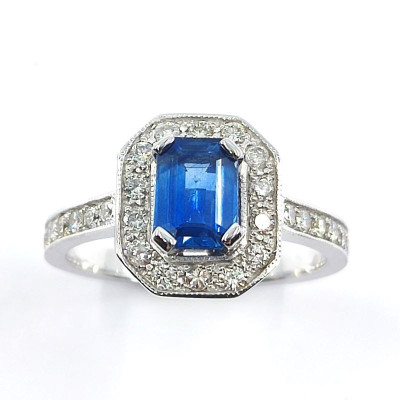 Bague or, saphir et diamant Rose. Modèle avec un saphir RPC et diamants - or 18 carats