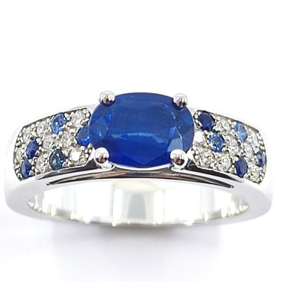 Bague or, diamants et saphirs Léopardina - or 18 carats