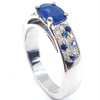 Bague or, diamants et saphirs Léopardina - or 18 carats