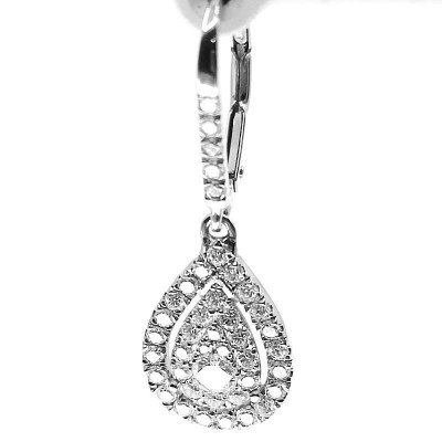 Boucles d'oreilles Illusion Goutte. Pavage de 1,40 ct de diamants - or 18 carats