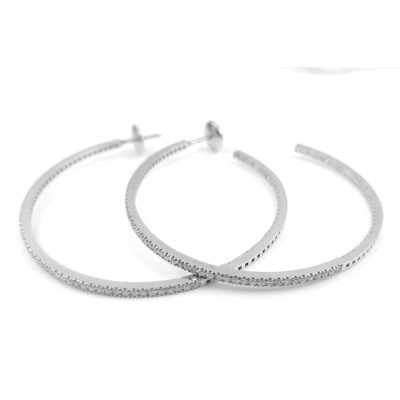 Créoles grand modèle de 49mm de diamètre pavée de 150 diamants - or 18 carats.