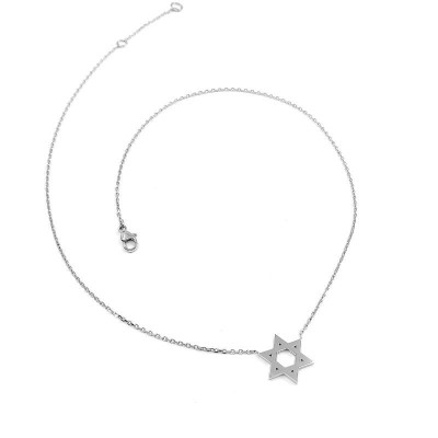 Collier avec pendentif Maguen David tout or - or 18 carats