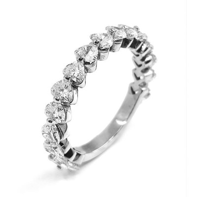 Alliance diamants Coeur. 16 diamants cœur en 3/4 de tour - Or 18 carats