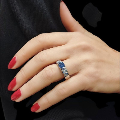 Bague diamants et saphirs Léopardina -Tellor Diamantaire