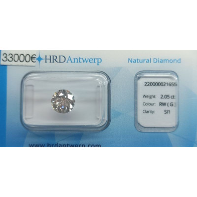 Diamant Rond 2,05 ct RW (G) SI1
