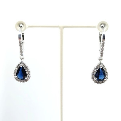 Boucles d'oreilles saphirs et diamants