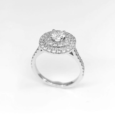Bague diamants double Halo - Tellor Diamantaire