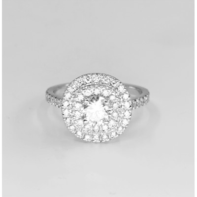Bague diamants double Halo - Tellor Diamantaire