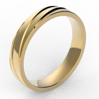 Alliance homme Claude, ruban en spirale - 4 mm - or 18 carats